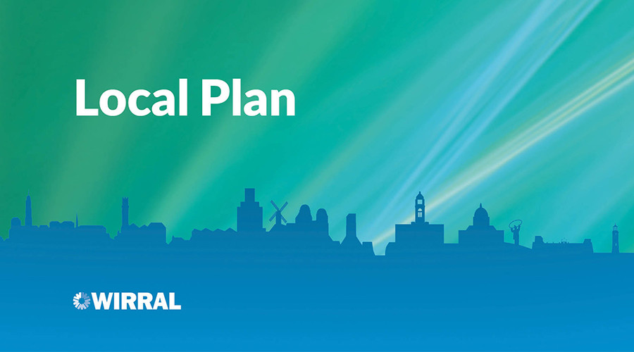 wirral skyline graphic with "local plan" and council logo