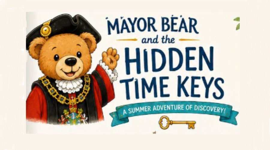 Graphic depicted a cartoon teddy bear dressed as a Mayor