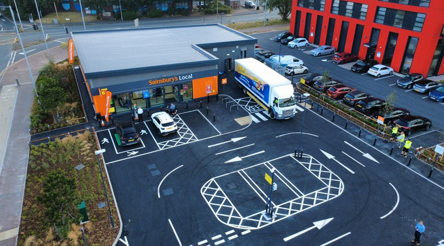 aerial view of new convenience store at Wirral Waters