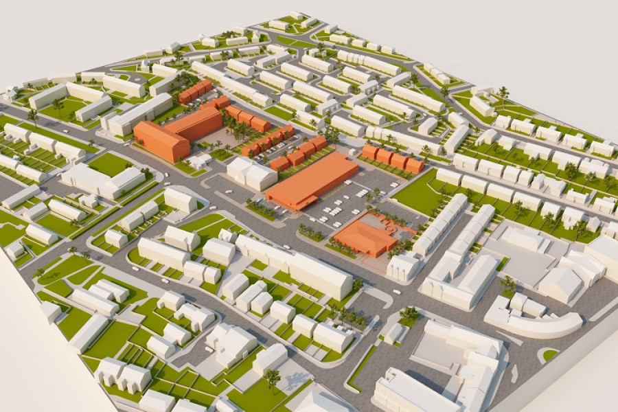 Aerial view graphic illustrating proposed development