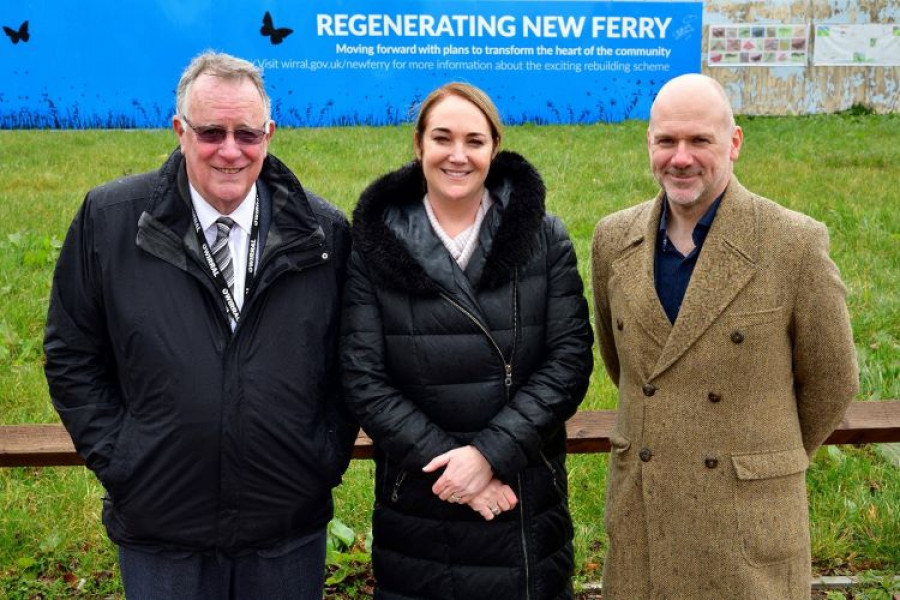 Photo of three people, Cllr Tony Jones (Chair of the Economy, Regeneration and Development Committee, Wirral Council), Stephanie Harrison (Executive Director Operations Customer Service, Regenda Homes) and Alan Evans (Director, Regeneration and Place, Wirral Council)