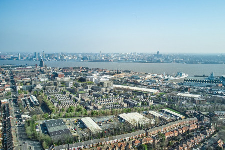 Computer generated image showing the Hind Street area of Birkenhead as a new urban village
