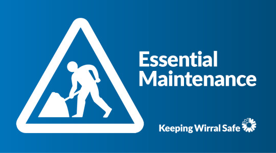 Graphic indicating roadworks with the text 'Essential Maintenance'