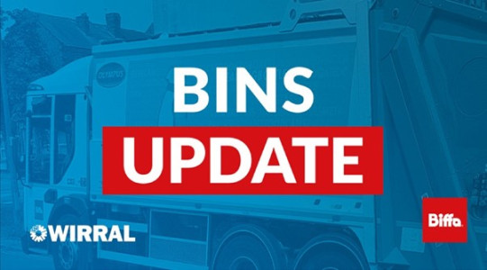 graphic showing a bin wagon and the words "Bins Update" 