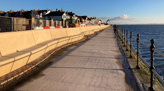 The new West Kirby Flood wall seating 
