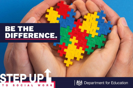 two hands holding bright coloured jigsaw pierces and the words "be the difference"