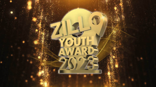 A black and gold sparkling background with the words 'zillo youth awards 2023' in block letters