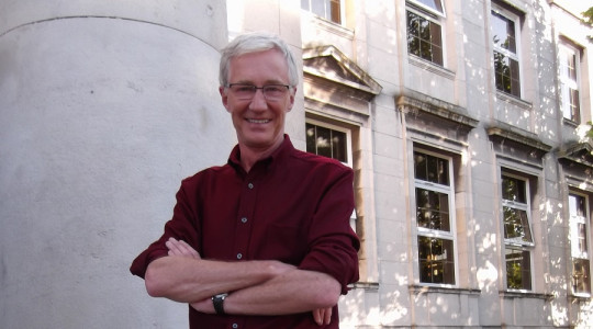 Paul O'Grady pictured outside Birkenhead Library in 2012