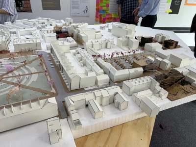 model of birkenhead town centre created with carious materials by students at the university of liverpool