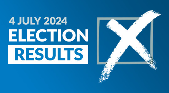 4 July Election Results wording with box with large 'X' across