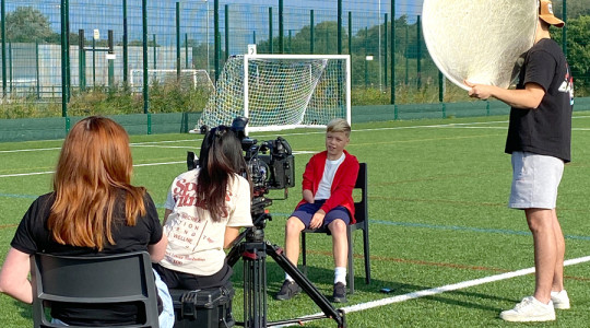 Kobi being filmed Bidston Sport and Activity Centre for National Lottery Paralympics homecoming