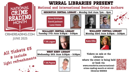 Crime writers events at libraries - poster