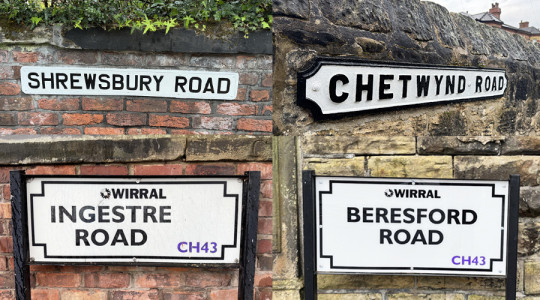pic of four road name signs