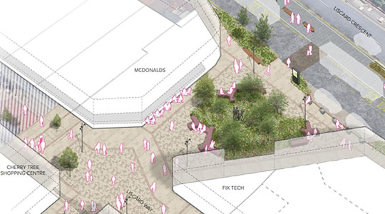Plan view of proposed changes to Mother Redcap Place in Liscard
