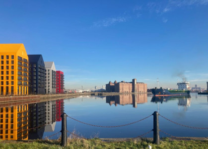 An image showing the Millers Quay development from the water