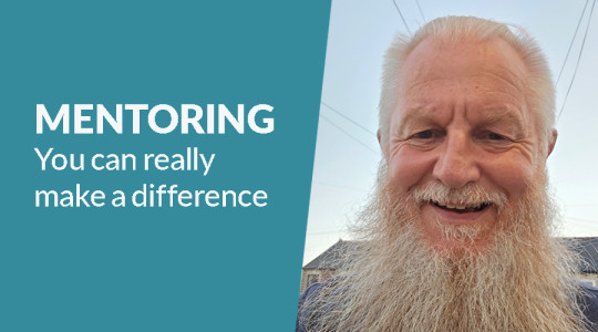 smiling mentor dougie with the words 'mentoring: you can really make a difference'