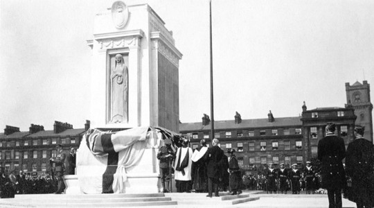 A photo from Wirral Archives showing the unveiling of the Cenotaph in Hamilton Square in 1925
