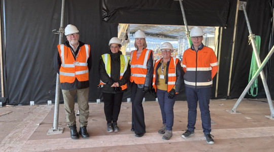 From left: Cllr Mark Skillicorn, Raquel Carrillo, Managing Director, FINSA UK LTD, Leader of Wirral Council Cllr Paula Basnett, Deputy Leader of Wirral Council Cllr Julie McManus, and Manuel Castineira, Director, FINSAHOME LTD