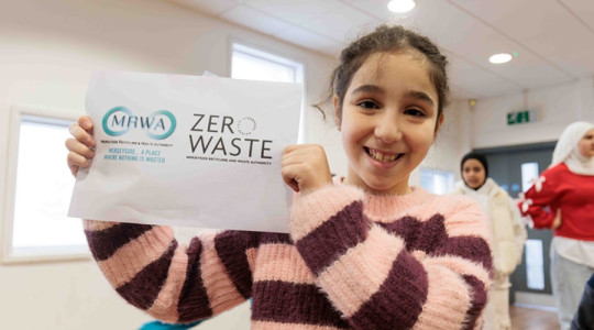 A young person participating in a waste reuse workshop at the Syrian British Culture Centre CIC, Liverpool, December 2025