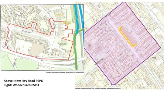 A graphic showing maps of both PSPOs in place in Woodchurch