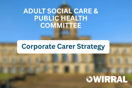 town hall background with the words "Corporate Carer Strategy"