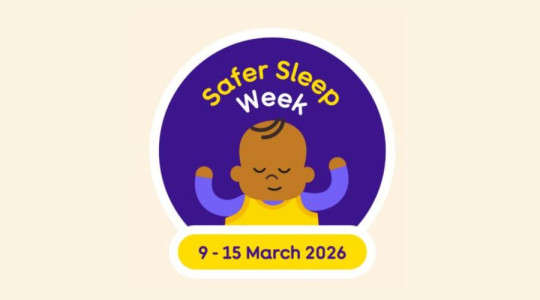 Safer Sleep logo featuring a baby