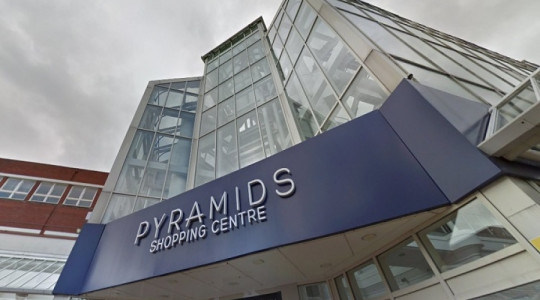 The entrance the the Pyramids Shopping Centre