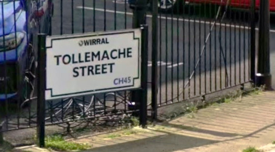 A photo of the road sign at the entrance to Tollemache Street