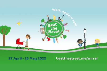 Graphic with the words 'Beat the Street' the dates when the game is running and the web link www.beatthestreet.me/wirral