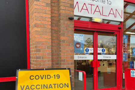 image of Matalan store with vaccination centre sign outside