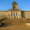 Wallasey town hall taken from the promenade with the steps leading up in the foreground