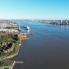 aerial view of Woodside with Liverpool waterfront opposite