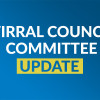 white and yellow text on blue background reads 'wirral council committee update'