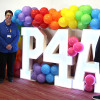 Cllr Paul Stuart, Leader of Wirral Council, and Sandra Costall and her son  Matthew Costall next to the Preparation for Adulthood sign