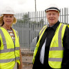 Leader of Wirral Council Cllr Paula Basnett stands with Steve Parry, Managing Director at ION Developments, on site at Hind Street in front of the former gasworks
