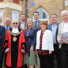 Photo of the Mayor and guests on the step of Lord Citrine's childhood home