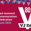 Graphic with VJ Day logo