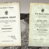 A photograph of part of the route showing a path with greenery either side and sand in the foreground and some archived photos of the old byelaw documents