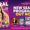 new floral brochure cover and words: new season programme out now