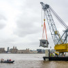 crane putting new ferry bridge in place at woodside