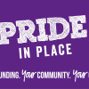pride in place logo, purple background
