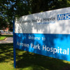 The entrance sign at Arrowe Park Hospital