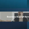 Photo of business people shaking hands, with text 'business support service'