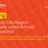 A red graphic saying Calling Liverpool City Region musicians, artists and music organisations