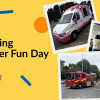 Bright collage of photos including ice cream van, fire truck and people dancing
