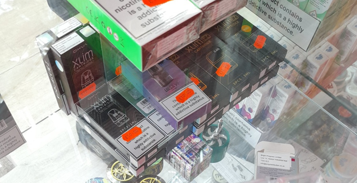 A photo of some illegal vapes on sale in Wirral