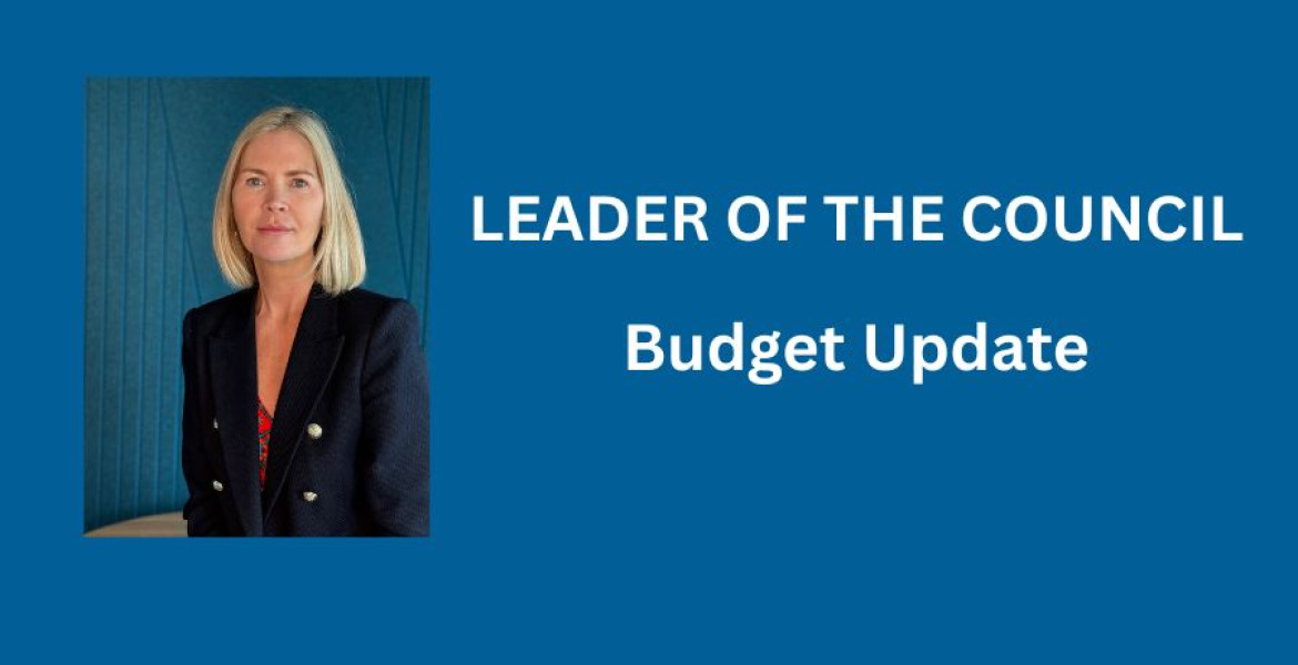 Leader of Wirral Council, image of Cllr Paula Basnett, and "Budget Update"