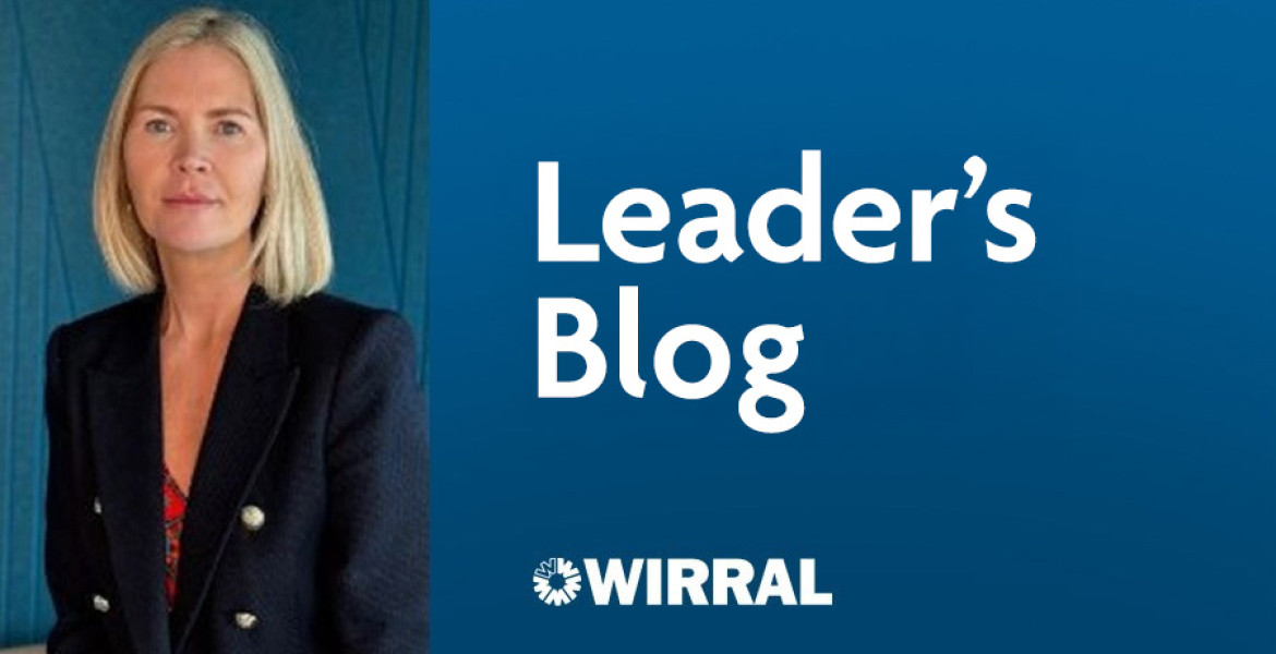 Image of Leader of Wirral Council - Councillor Paula Basnett with text Leader's blog