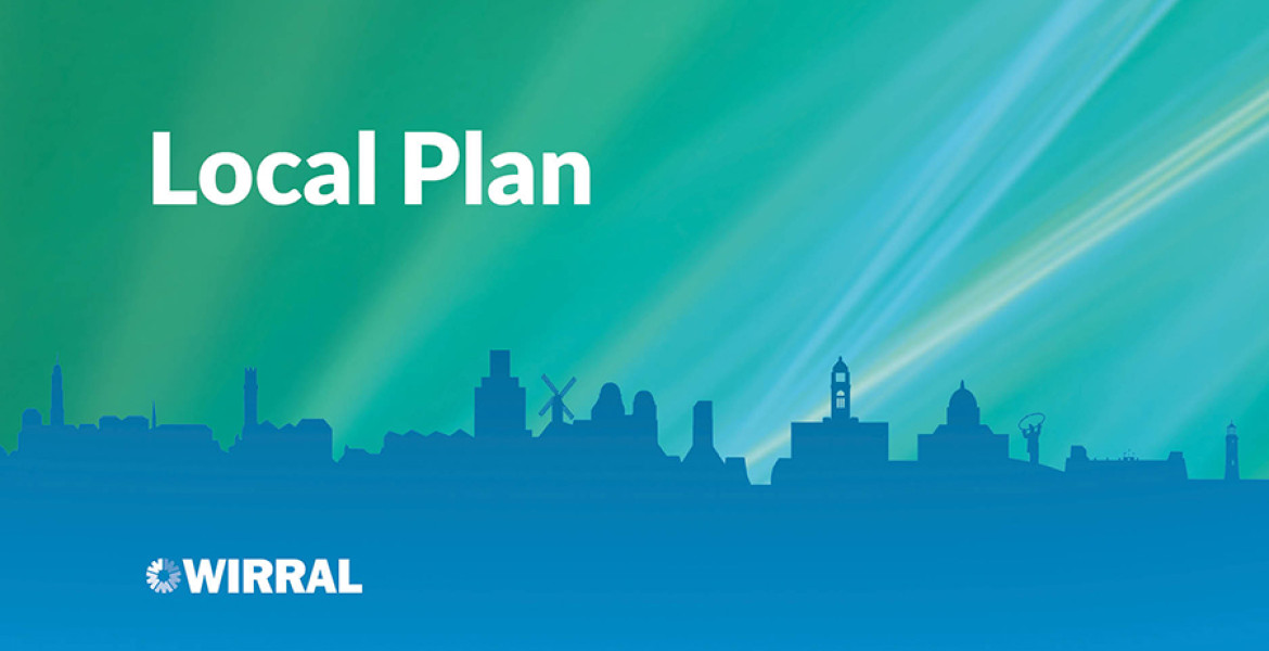 wirral skyline graphic with "local plan" and council logo