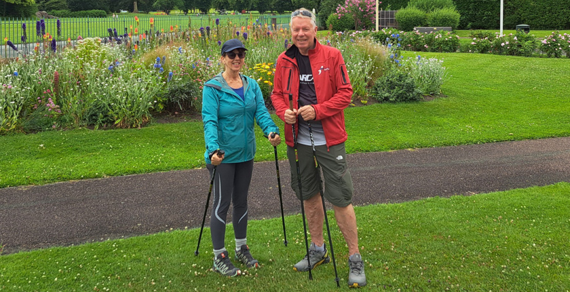 Graham Day and wife Beverley who teach Active You's Nordic walking 